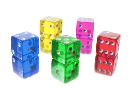 Coloured Dice on White Background