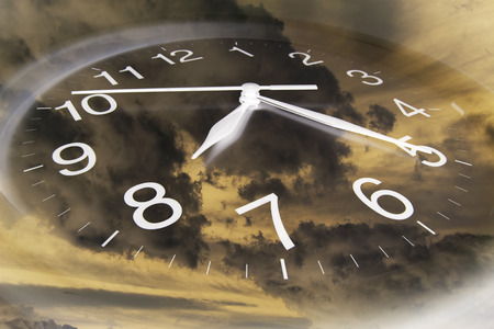 Composite of Clouds and Clockの写真素材