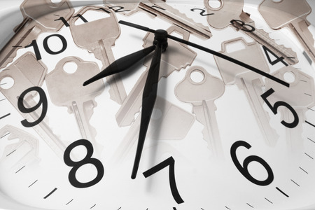 Composite of Keys and Clockの写真素材