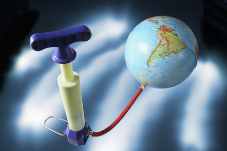 Miniature Pump Attached to Globeの写真素材