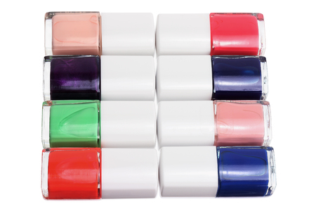 Nail Polish Bottles on White Backgroundの写真素材