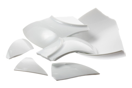 Broken Plate on White Backgroundの写真素材