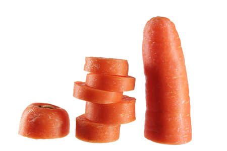 Sliced Carrot on White Backgroundの写真素材