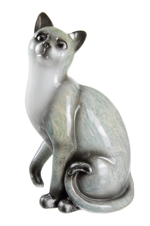 Cat Figurine on White Backgroundの写真素材