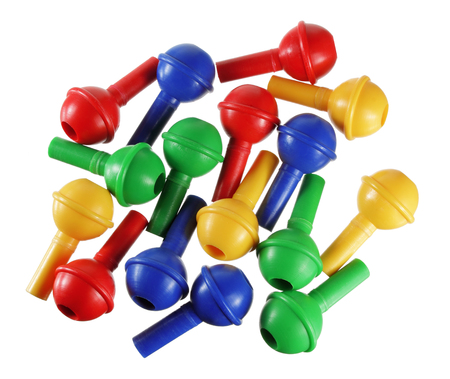 Board Game Pegs on White Backgroundの写真素材