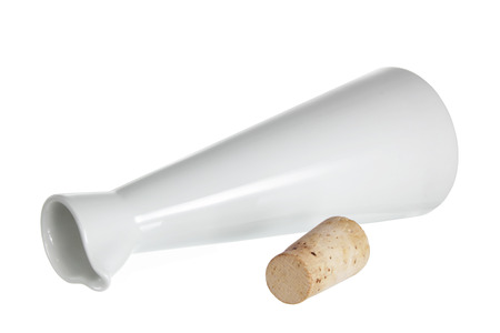 Vinegar Bottle on White Backgroundの写真素材