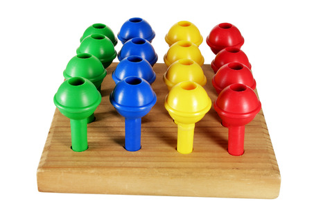 Peg Board Game on White Backgroundの写真素材