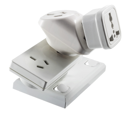 Electrical Plugs on White Backgroundの写真素材