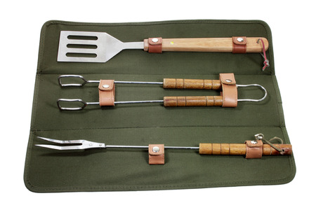 Barbecue Utensils on White Backgroundの写真素材