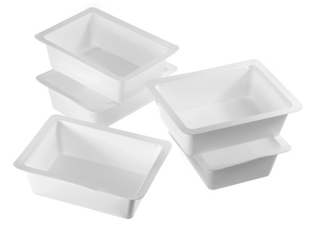 Plastic Boxes on White Backgroundの写真素材