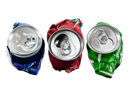 Crushed Cans on White Background