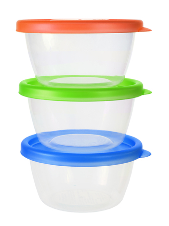 Plastic Containers on White Backgroundの写真素材