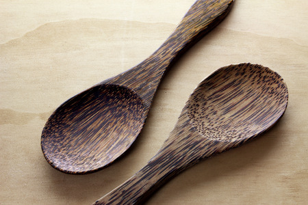 Spoons on Wooden Backgroundの写真素材