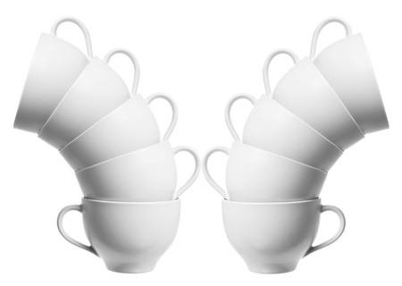 Stack of Cups on White Backgroundの写真素材