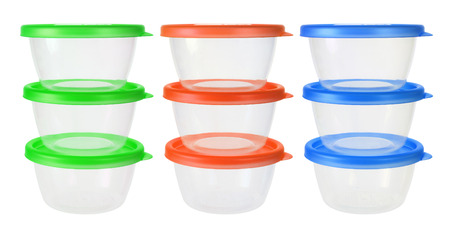 Plastic Containers on White Backgroundの写真素材