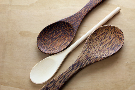 Spoons on Wooden Backgroundの写真素材