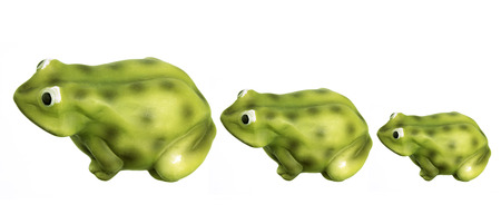 Frog Figurines on White Backgroundの写真素材