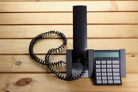 Telephone on Wooden Backgroundの写真素材