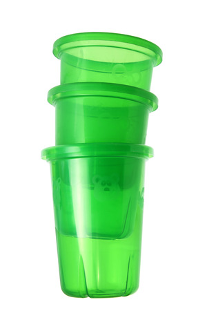 Plastic Cups on White Backgroundの写真素材