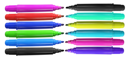 Color Markers on White Backgroundの写真素材