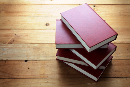Books on Wooden Backgroundの写真素材