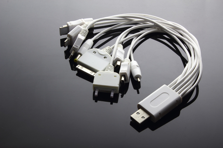 USB Multi Adaptors on Black Backgroundの写真素材