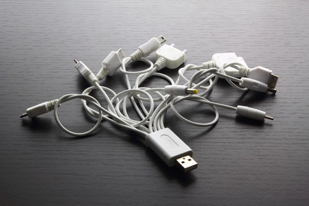USB Multi Adaptors on Black Backgroundの写真素材