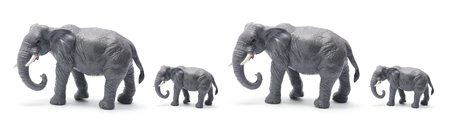 Toy Elephants on White Backgroundの写真素材