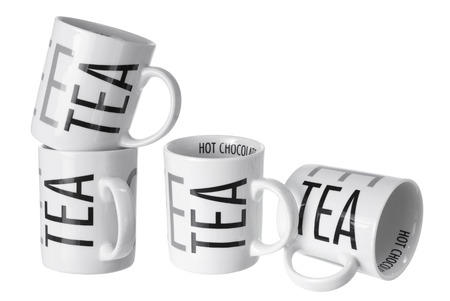 Tea Cups on White Backgroundの写真素材