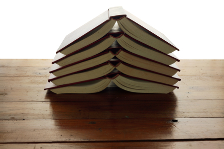 Stack of Books on wooden Backgroundの写真素材