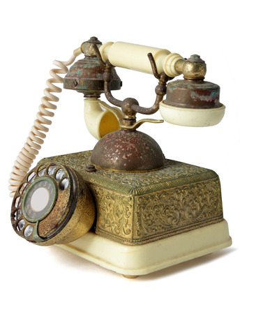 Antique Telephone on White Backgroundの写真素材
