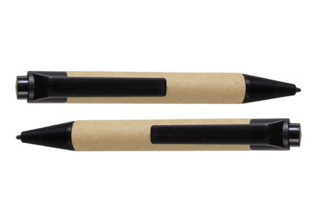 Ballpoint Pens on White Backgroundの写真素材