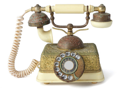Antique Telephone on White Backgroundの写真素材