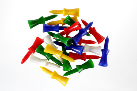 Golf Tees on White Backgroundの写真素材
