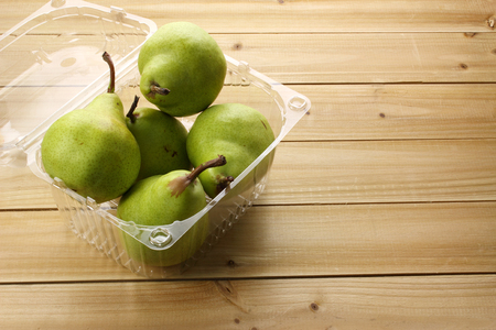 Pears on Wooden Backgroundの写真素材