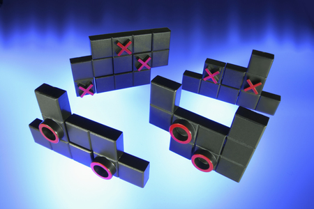 Tic TacToe Puzzle on Blue Backgroundの写真素材