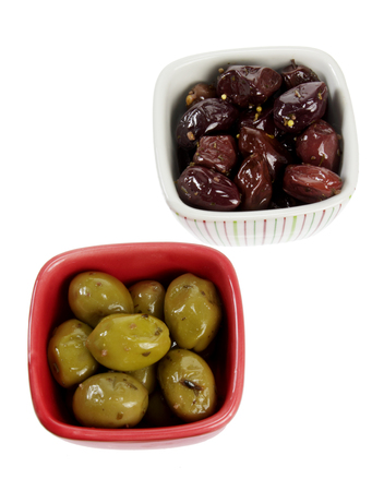 Olives on Bowls with White Backgroundの写真素材