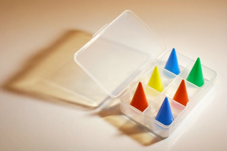 Game Pieces in Plastic Caseの写真素材
