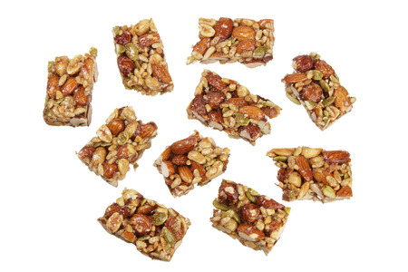 Nut Bars on White Backgroundの写真素材