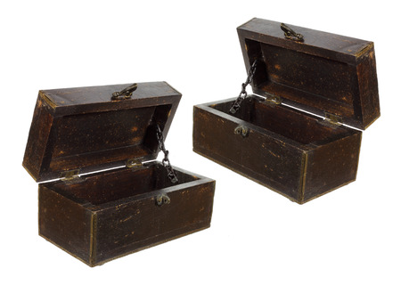 Old Wooden Boxes on White Backgroundの写真素材