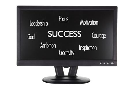 Monitor with Inspirations on White Backgroundの写真素材