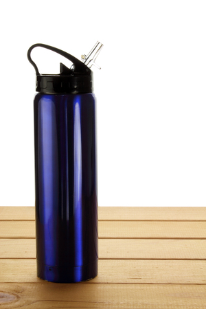 Water Bottle on Wooden Backgroundの写真素材