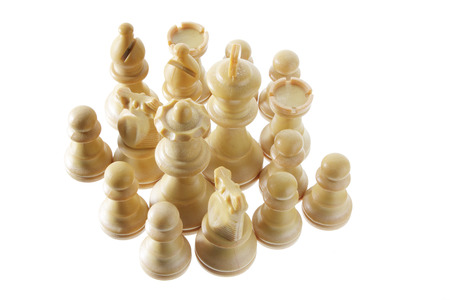 Chess Pieces on White Backgroundの写真素材