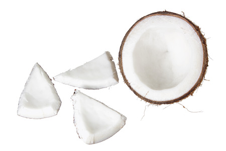 Slices of Coconut on White Backgroundの写真素材