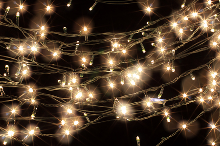Fairy Lights on Black Backgroundの写真素材