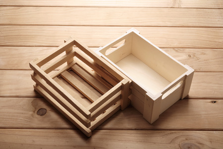 Wooden Boxes on Rustic Backgroundの写真素材