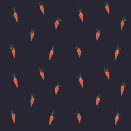 Seamless pattern with hand drawn carrots on dark background. vector illustration. Seamless pattern...