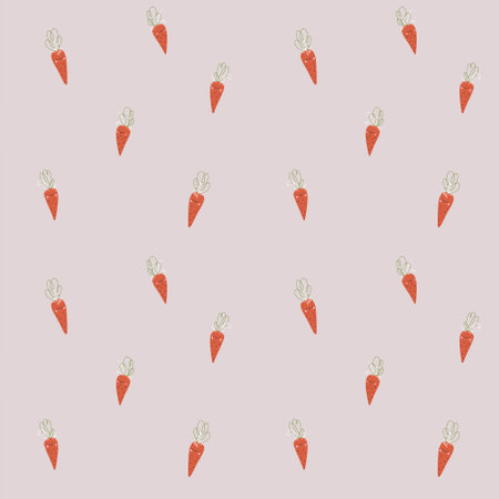 Seamless pattern with hand drawn carrots on light pink background.