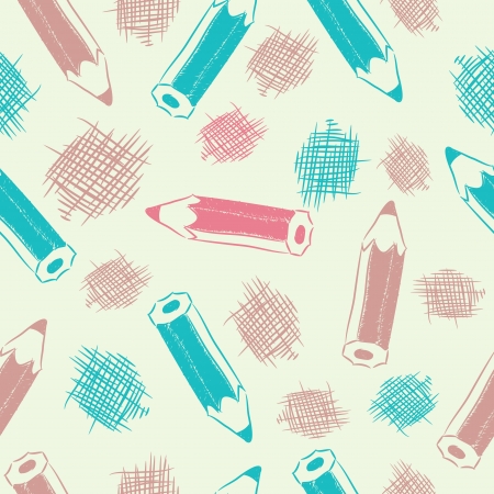 Seamless background with pencils and strokes sketches のイラスト素材