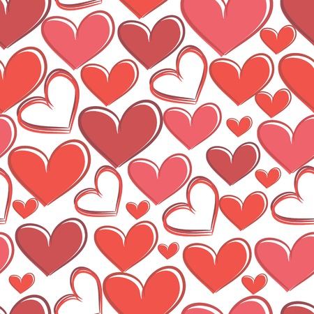 Seamless pattern with red hearts on a white background のイラスト素材